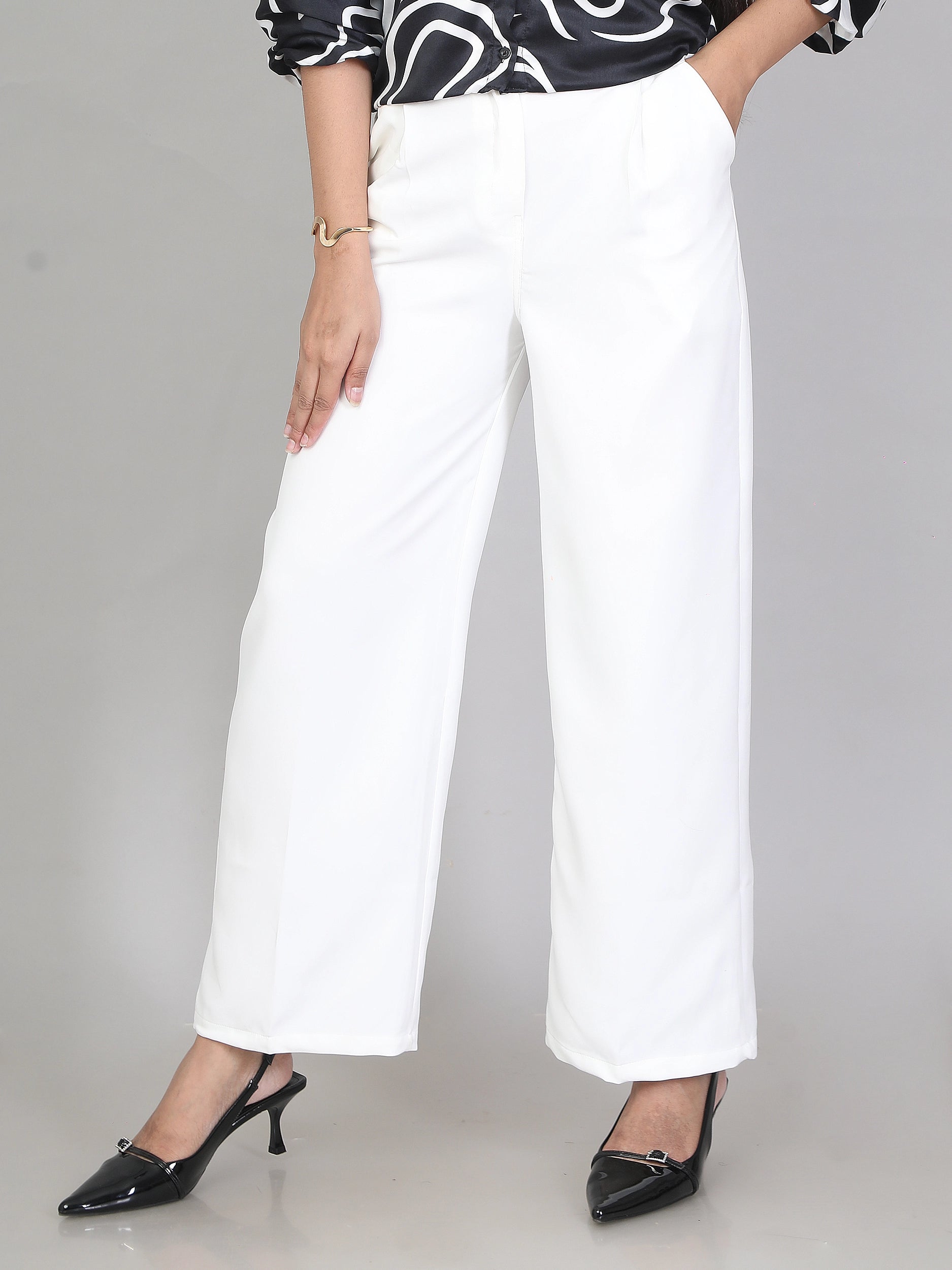 Wider Formal Pants - White